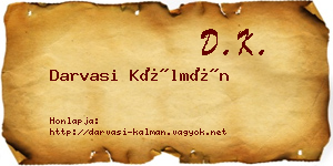 Darvasi Kálmán névjegykártya